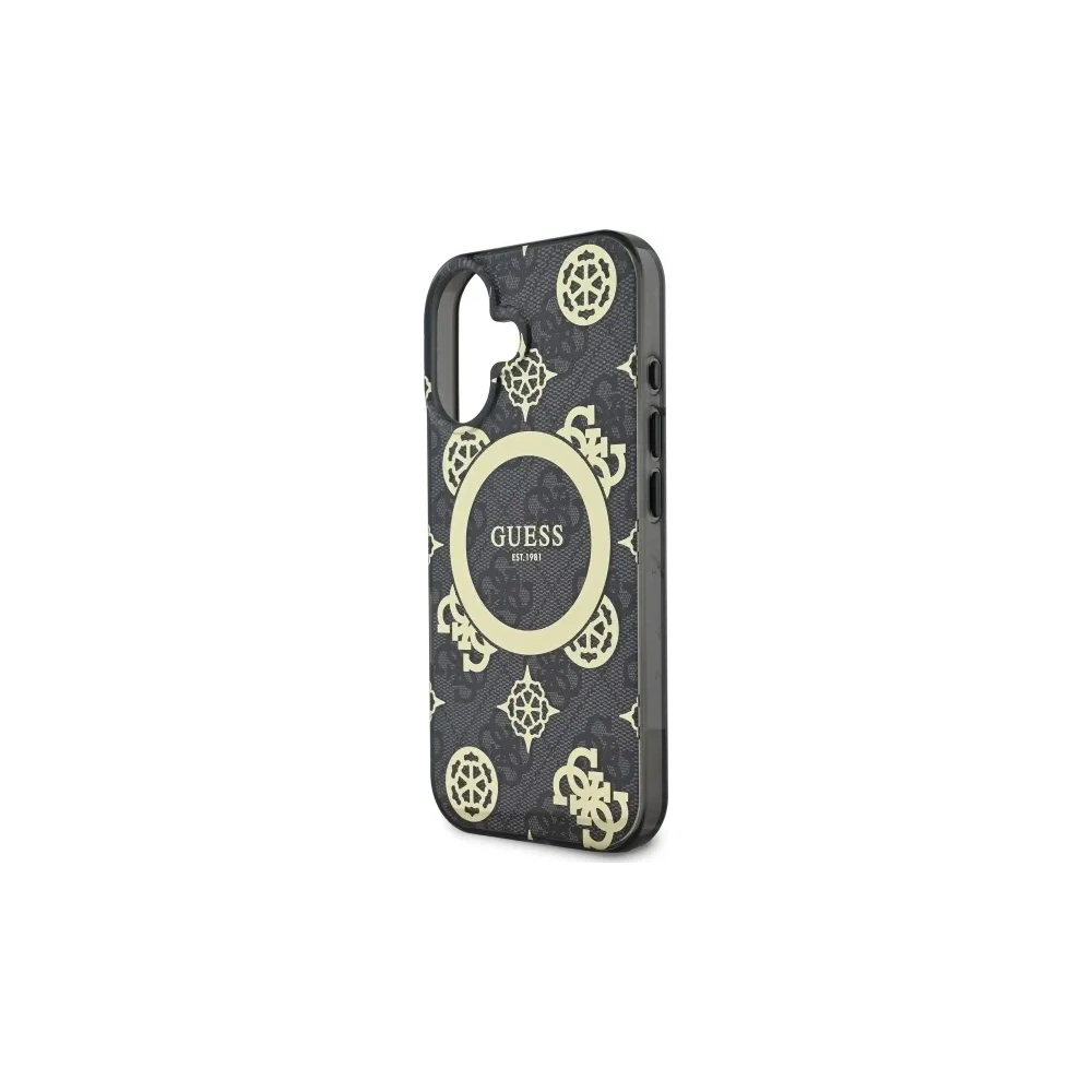 Hurtownia GSM - Guess GUHMP16SH4PYEEK Apple iPhone 16 Hardcase IML Pfingstrose Auf 4G Hintergrund MagSafe schwarz - GUE3646 - {ean13} - Hurt