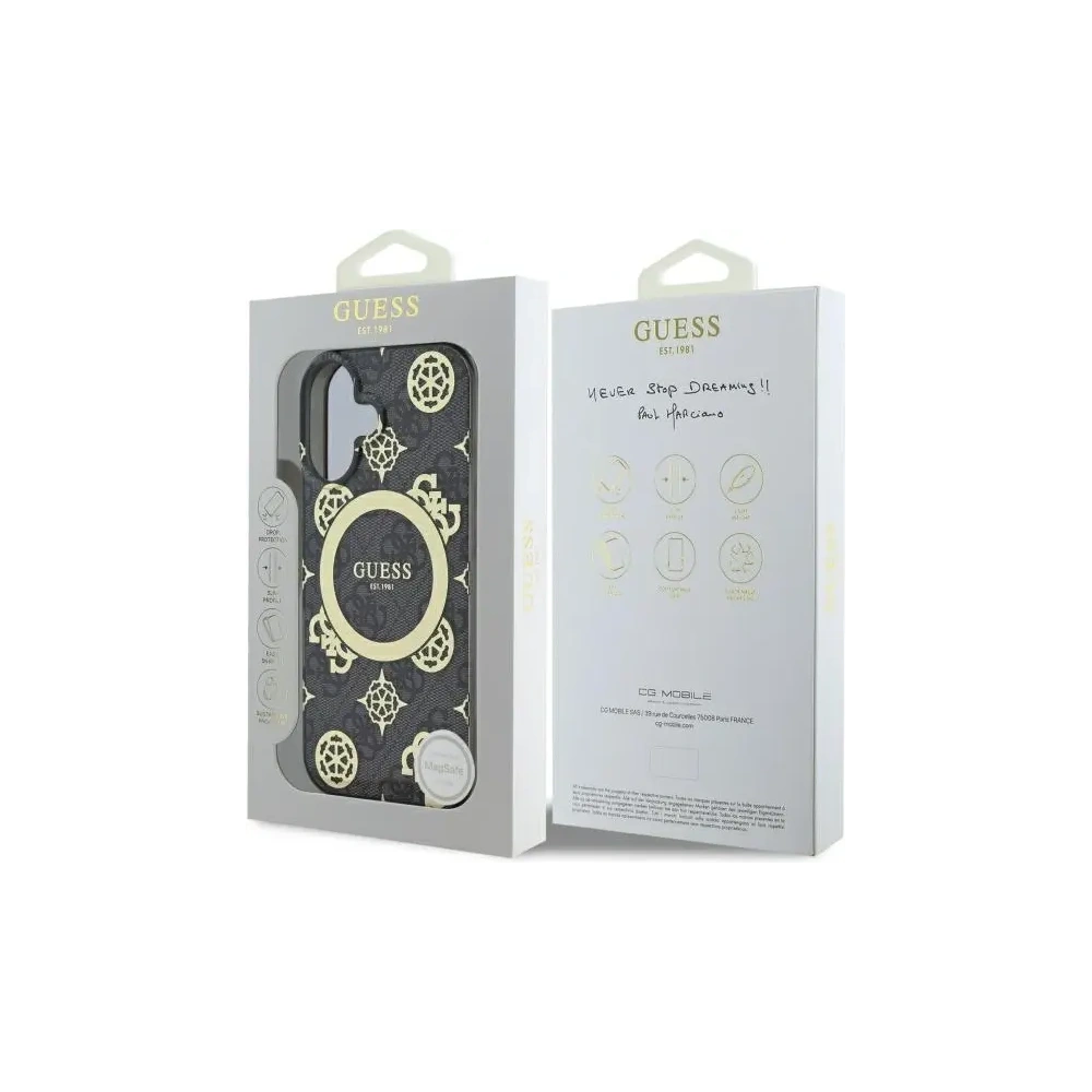 Hurtownia GSM - Guess GUHMP16SH4PYEEK Apple iPhone 16 Hardcase IML Pfingstrose Auf 4G Hintergrund MagSafe schwarz - GUE3646 - {ean13} - Hurt