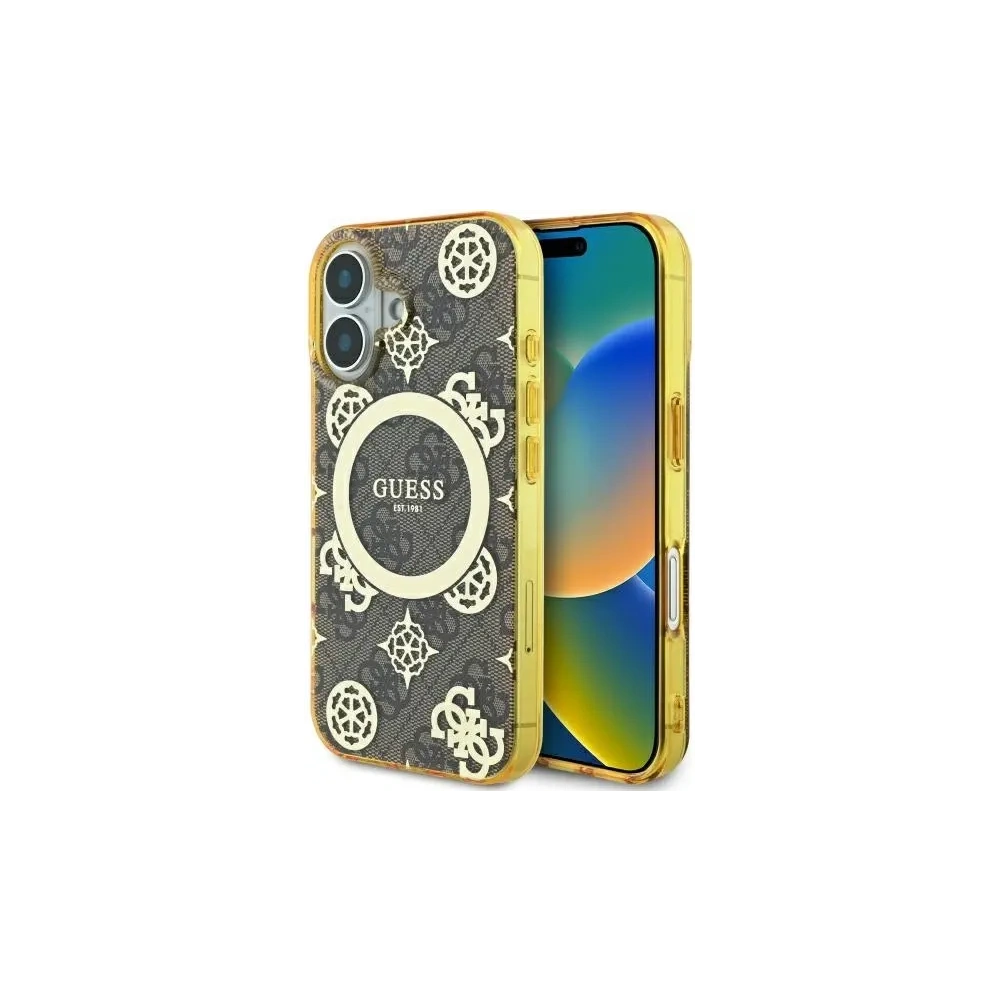 Hurtownia GSM - Etui Guess GUHMP16SH4PYEEW Apple iPhone 16 hardcase IML Peony On 4G Background MagSafe brązowy/brown - GUE3648 - {ean13} - Hurt
