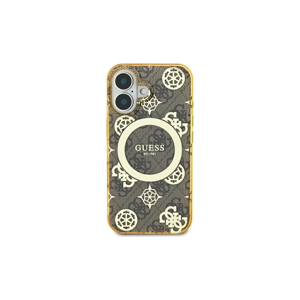 Hurtownia GSM - Etui Guess GUHMP16SH4PYEEW Apple iPhone 16 hardcase IML Peony On 4G Background MagSafe brązowy/brown - GUE3648 - {ean13} - Hurt