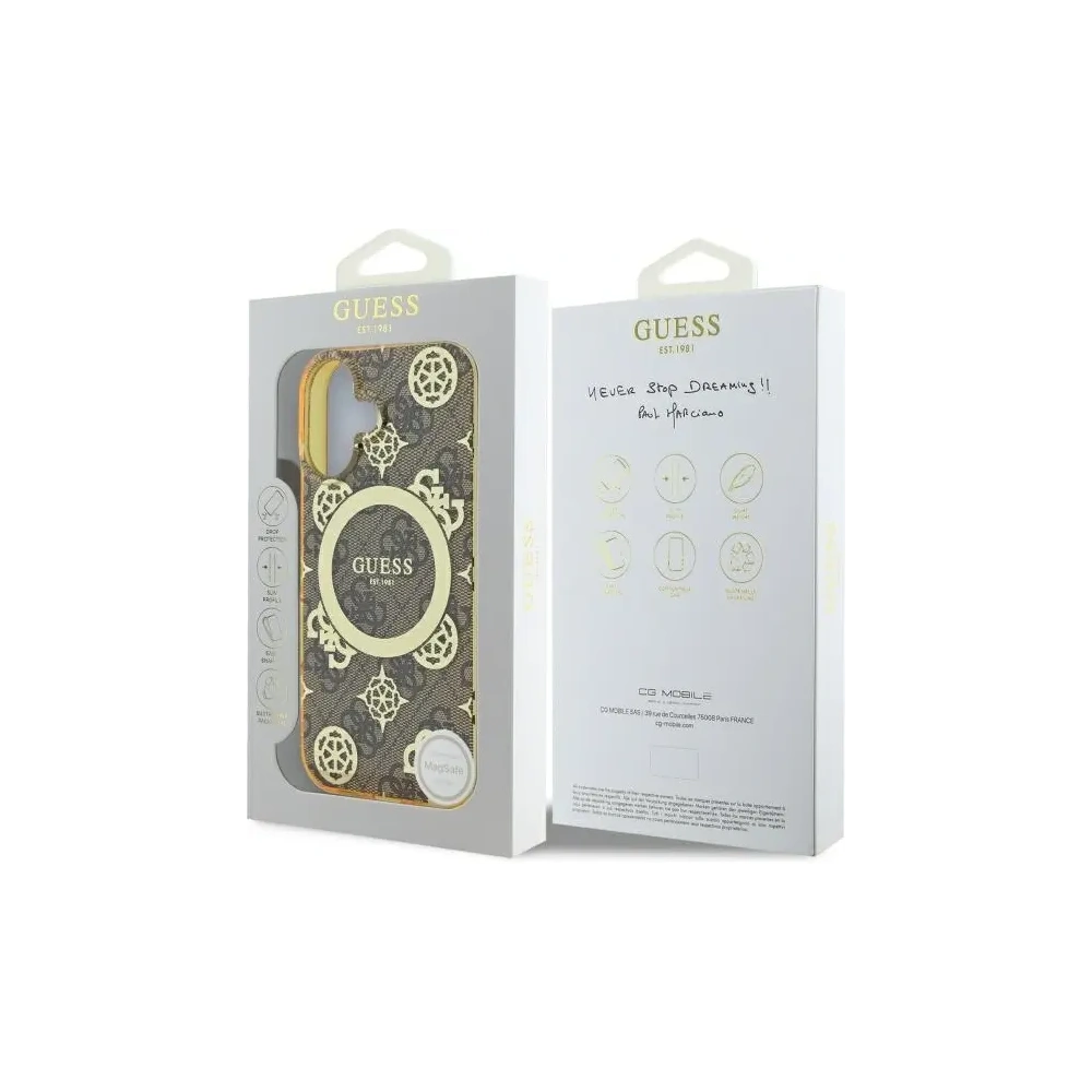 Hurtownia GSM - Etui Guess GUHMP16SH4PYEEW Apple iPhone 16 hardcase IML Peony On 4G Background MagSafe brązowy/brown - GUE3648 - {ean13} - Hurt