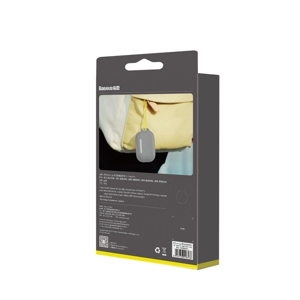 Wholesale Baseus Let's go Jelly Lanyard Case for Apple AirPods Pro Grey (with yellow lanyard) - BSU1200GRY - {ean13} - Hurt