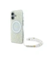 Etui Guess GUHMP16SHCPOFPH Apple iPhone 16 hardcase IML Flowers Allover Electro With Pearl Strap MagSafe biały/white