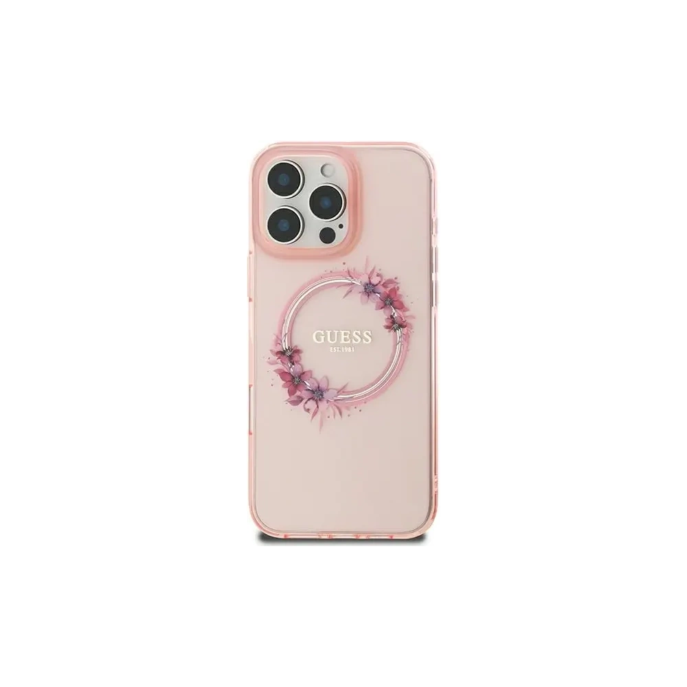 Hurtownia GSM - Etui Guess GUHMP16SHFWFCP Apple iPhone 16 hardcase IML Flowers Wreath MagSafe różowy/pink - GUE3650 - {ean13} - Hurt