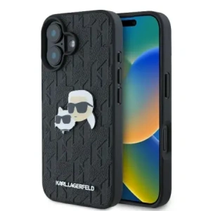 Wholesale Karl Lagerfeld KLHCP16MPGKLKCPK Apple iPhone 16 Plus hardcase Monogram Karl&Chaoupette Head Pin black - KLD21738 - {ean13} - Hurt