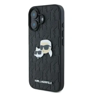 Wholesale Karl Lagerfeld KLHCP16MPGKLKCPK Apple iPhone 16 Plus hardcase Monogram Karl&Chaoupette Head Pin black - KLD21738 - {ean13} - Hurt