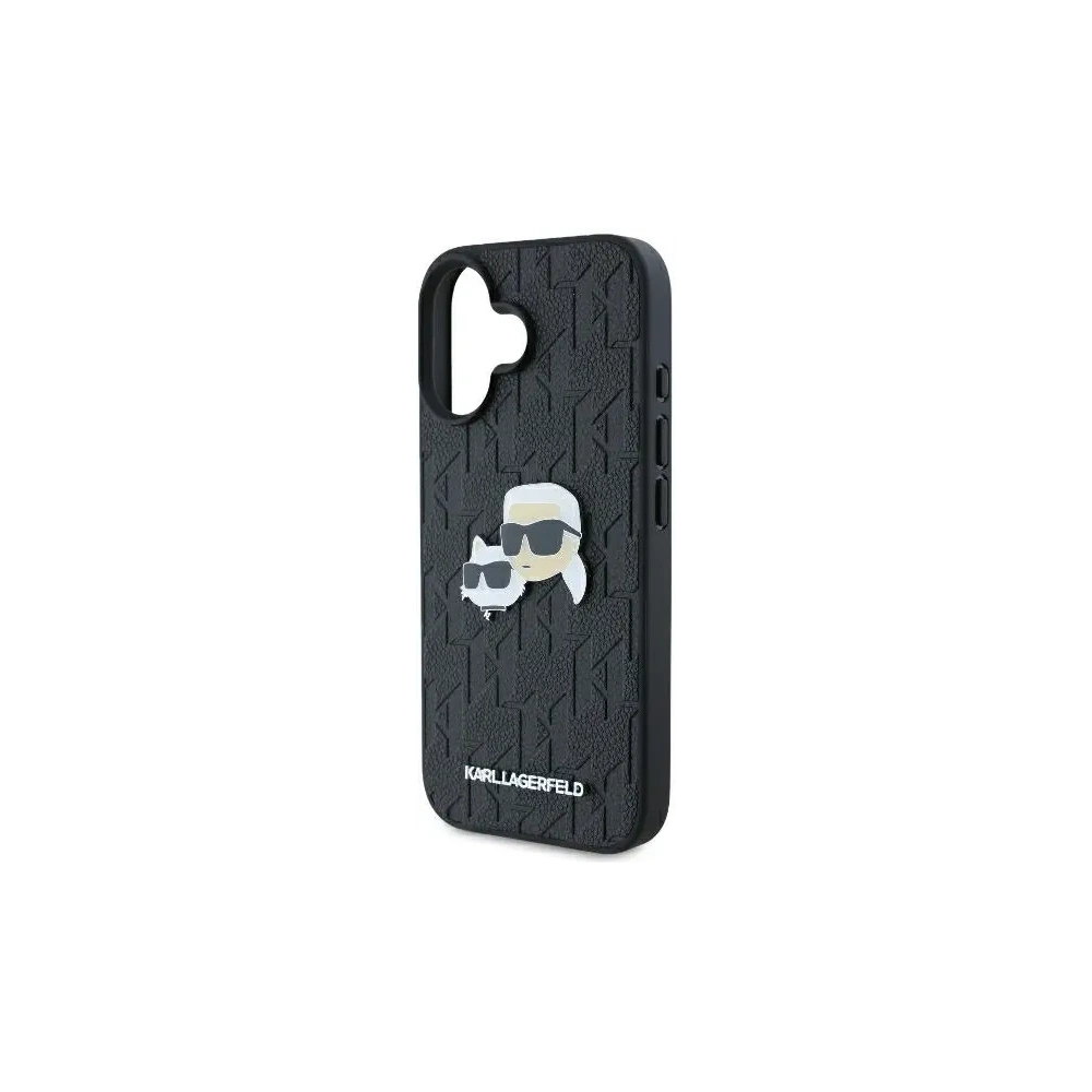 Wholesale Karl Lagerfeld KLHCP16MPGKLKCPK Apple iPhone 16 Plus hardcase Monogram Karl&Chaoupette Head Pin black - KLD21738 - {ean13} - Hurt