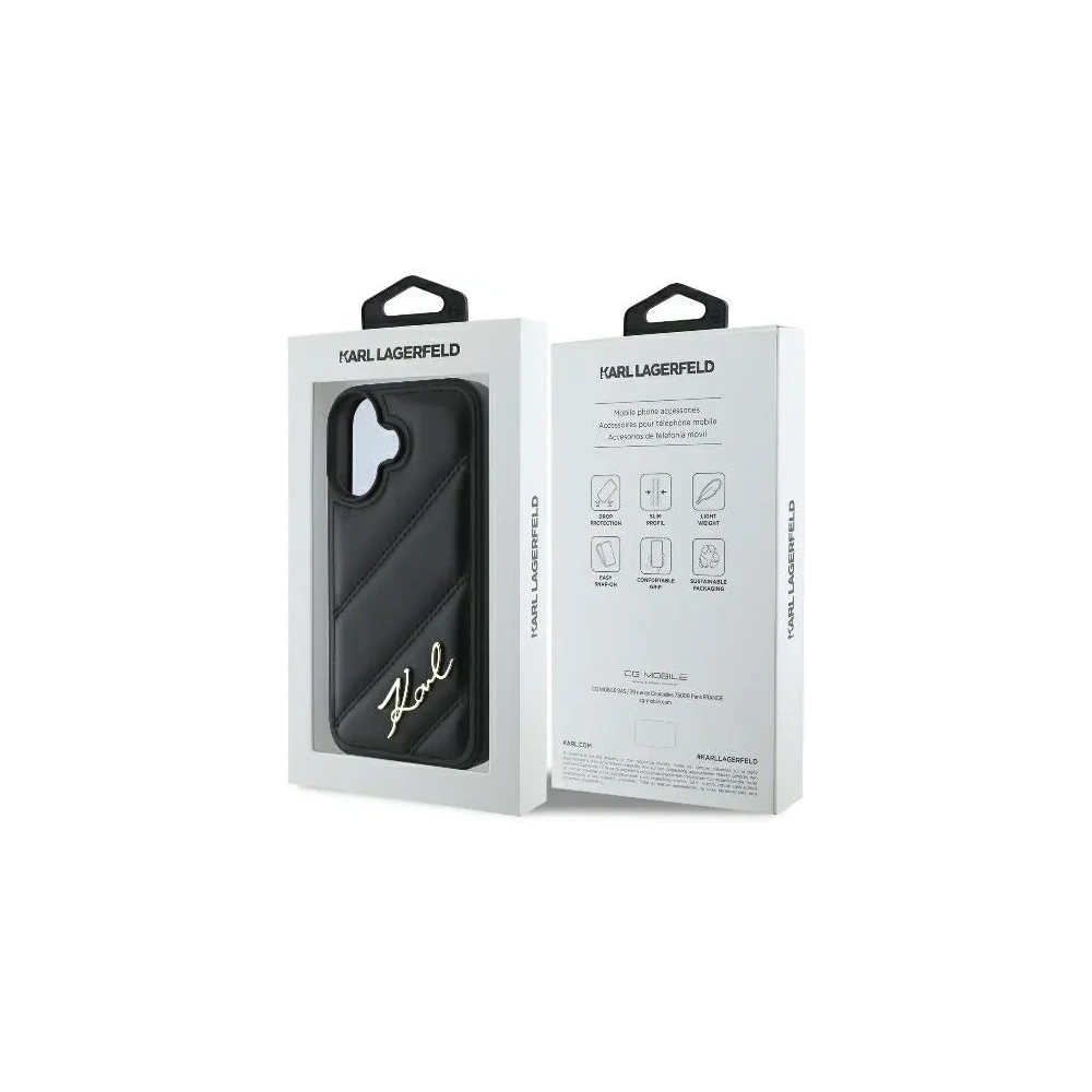 Hurtownia GSM - Karl Lagerfeld KLHCP16MPQDSMGK Apple iPhone 16 Plus husă din plastic cu model matlasat neagră - KLD21739 - {ean13} - Hurt