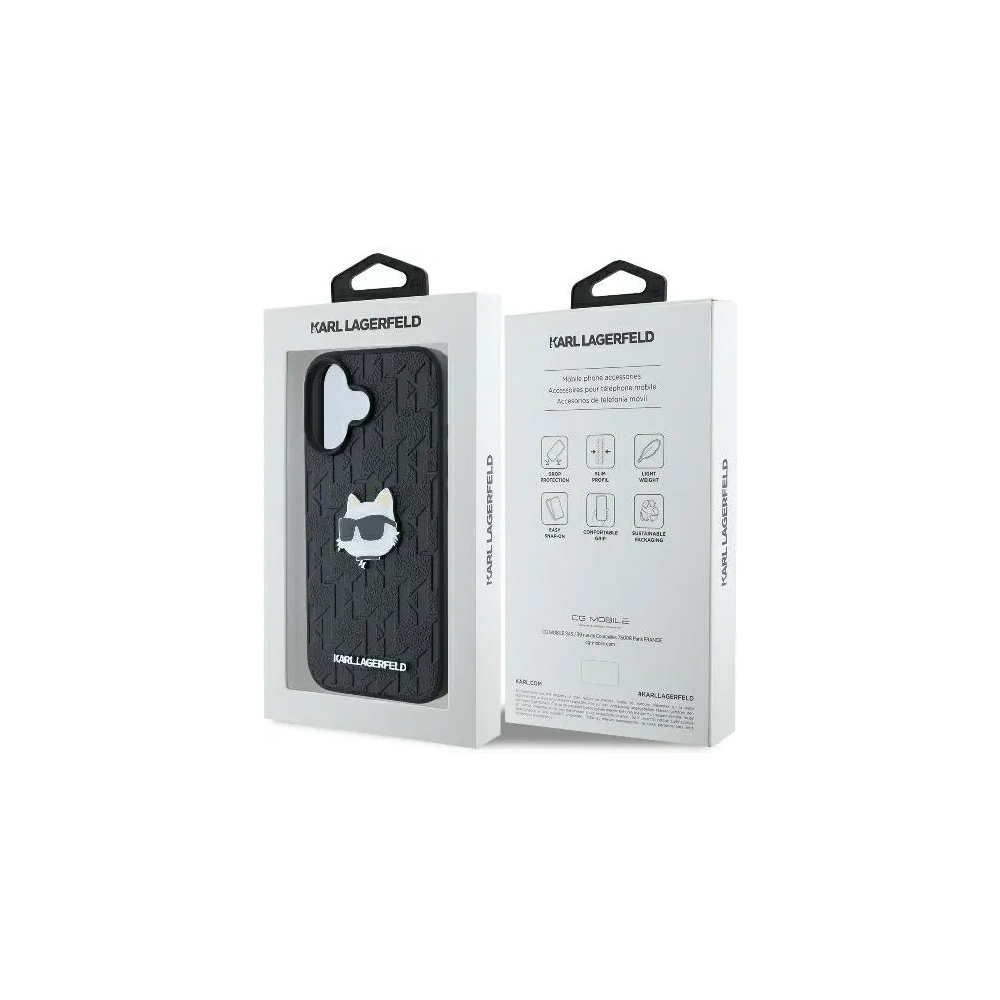Hurtownia GSM - Karl Lagerfeld KLHCP16SPGKLCHPK Apple iPhone 16 Hardcase Monogram Choupette Head Pin schwarz - KLD21740 - {ean13} - Hurt