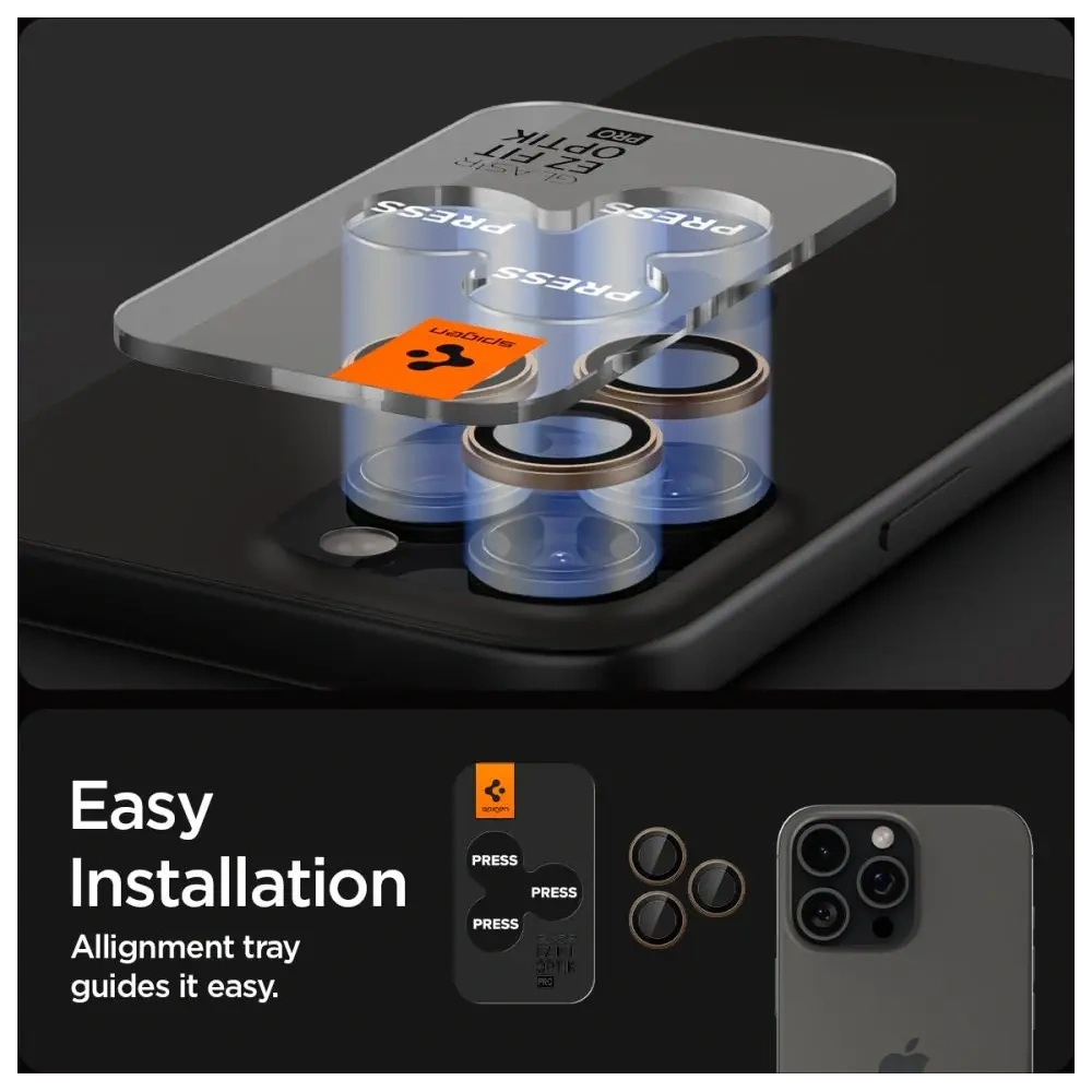 Hurtownia GSM - Szkło hartowane na aparat Spigen GLAS.tR Ez Fit Optik Pro Camera Protector Apple iPhone 16 Pro / Pro Max Desert Titanium [2 PACK] - SPN16506 - {ean13} - Hurt