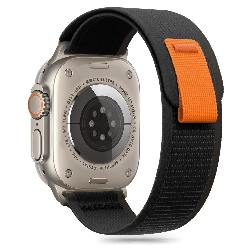 Hurtownia GSM - Pásek Tech-Protect Nylon Stripe Apple Watch 6 / 7 / 8 / 9 / 10 / SE / Ultra 1 / 2 44/45/46/49mm Černá/oranžová - THP3363 - {ean13} - Hurt