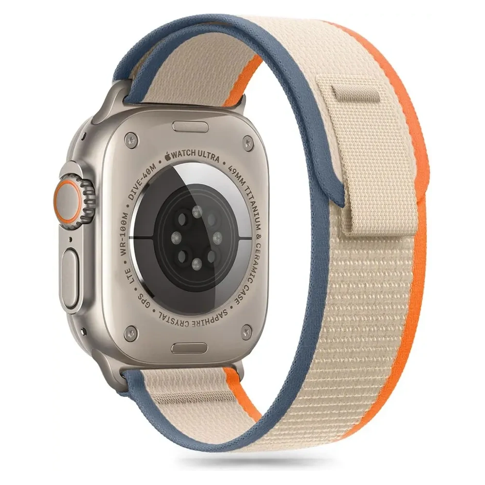 Hurtownia GSM - Pásek Tech-Protect Nylon Stripe Apple Watch 6 / 7 / 8 / 9 / 10 / SE / Ultra 1 / 2 44/45/46/49mm Krémová/oranžová - THP3364 - {ean13} - Hurt