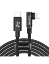 Cablu unghiular USB-C la Lightning PD Baseus MVP Elbow, 18W, 2m (negru)