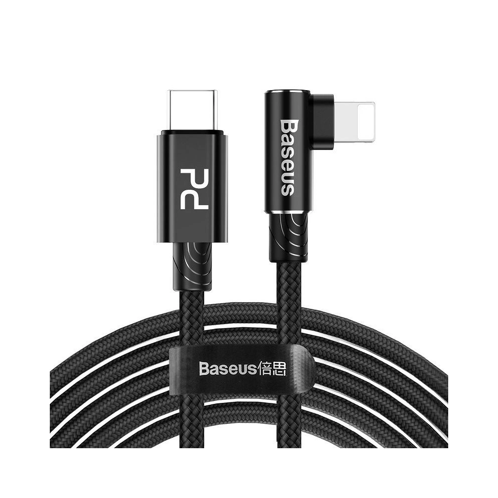 Hurtownia GSM - Cablu unghiular USB-C la Lightning PD Baseus MVP Elbow, 18W, 2m (negru) - BSU1207BLK - {ean13} - Hurt