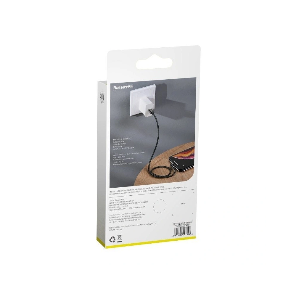 Hurtownia GSM - Cablu unghiular USB-C la Lightning PD Baseus MVP Elbow, 18W, 2m (negru) - BSU1207BLK - {ean13} - Hurt