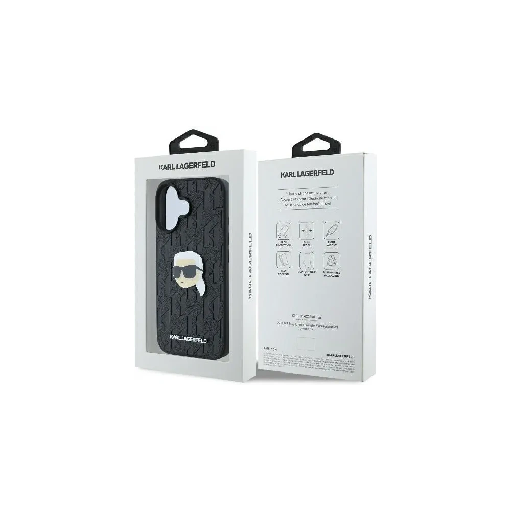Hurtownia GSM - Karl Lagerfeld KLHCP16SPGKLKIPK Apple iPhone 16 hardcase Monogram Karl Head Pin negru - KLD21743 - {ean13} - Hurt