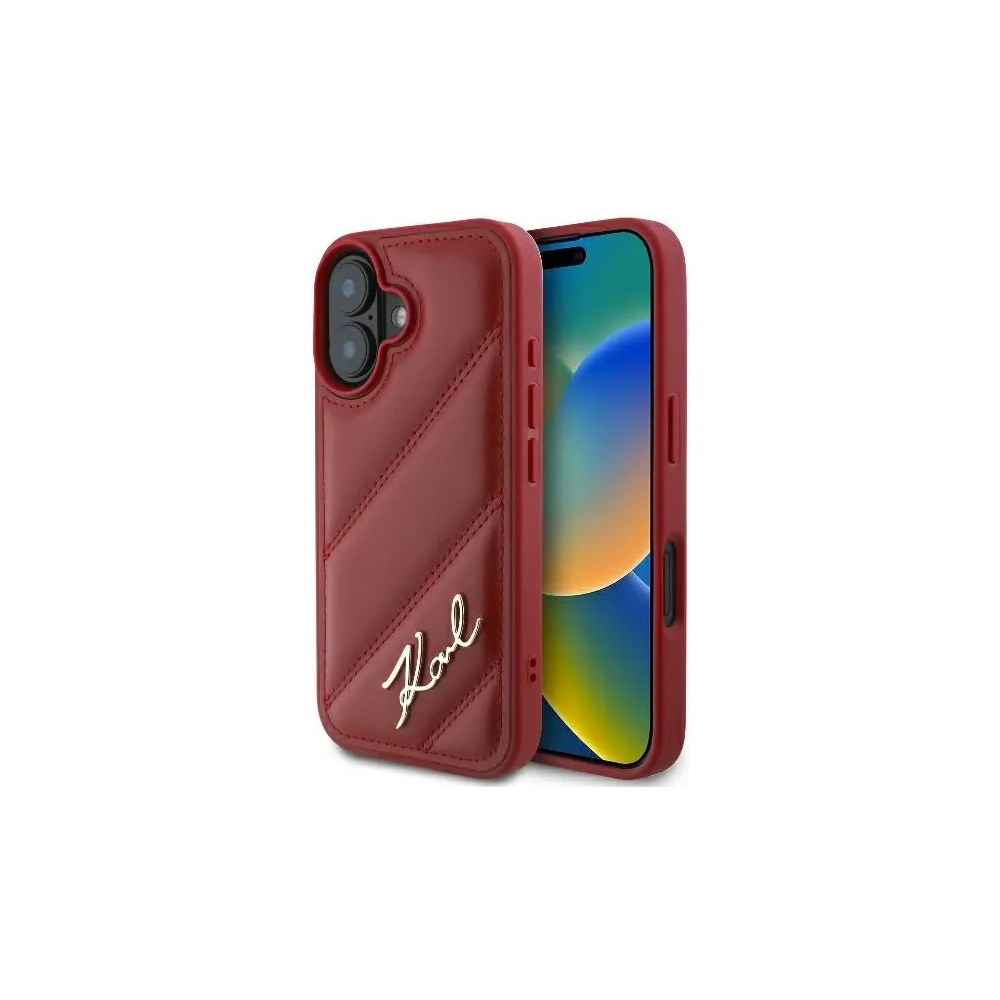 Hurtownia GSM - Karl Lagerfeld KLHCP16SPQDSMGR Apple iPhone 16 Hartschale gestepptes Signature rot - KLD21746 - {ean13} - Hurt