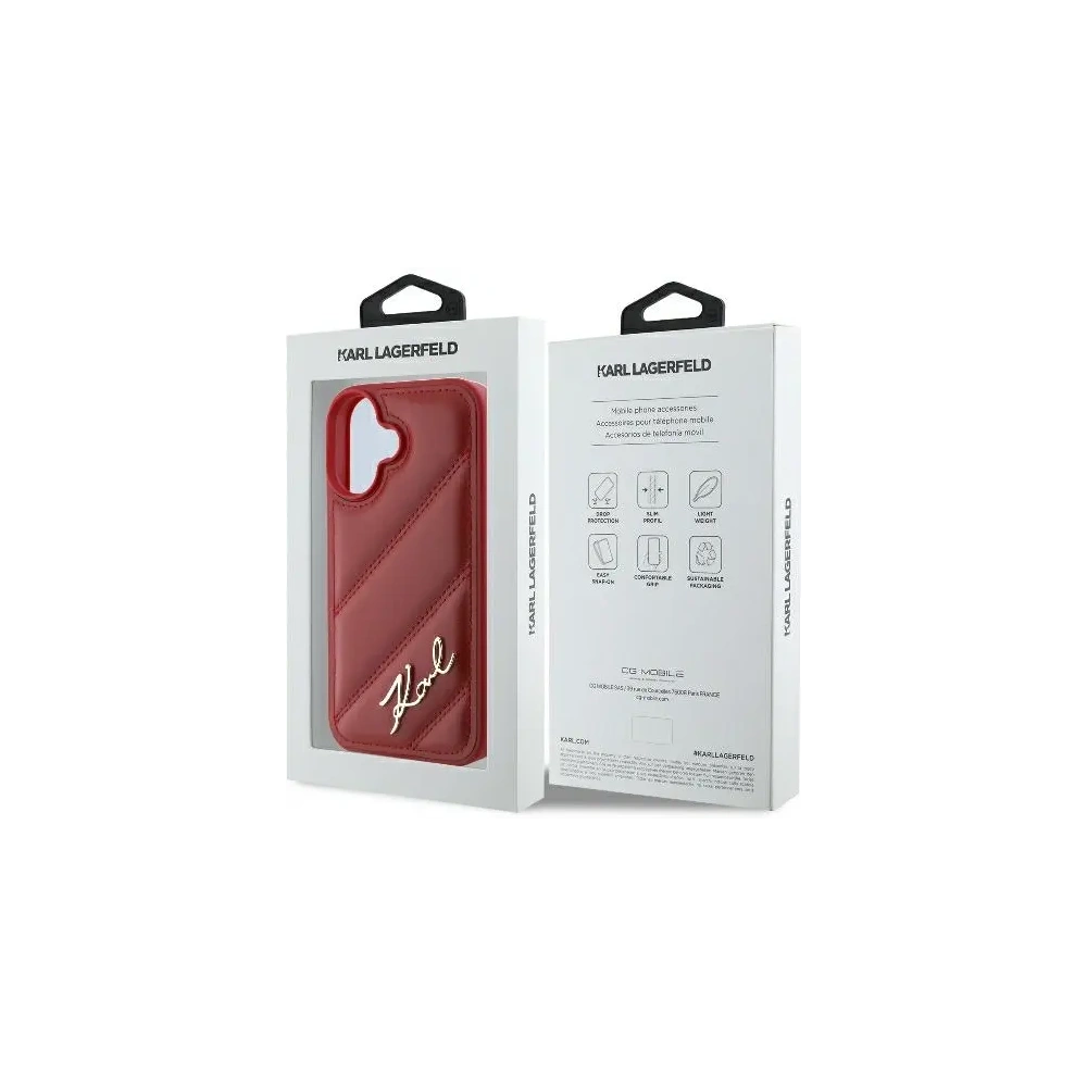 Hurtownia GSM - Karl Lagerfeld KLHCP16SPQDSMGR Apple iPhone 16 Hartschale gestepptes Signature rot - KLD21746 - {ean13} - Hurt