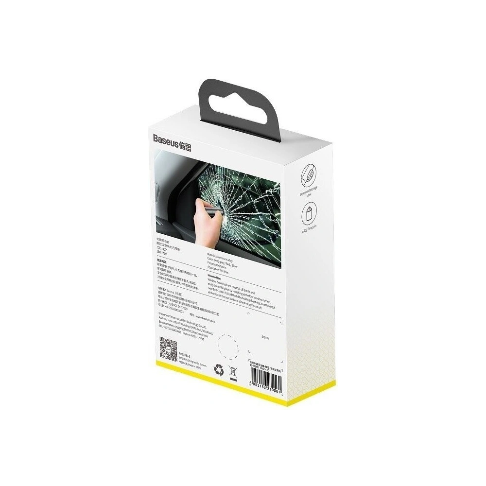 Hurtownia GSM - Akcesorium samochodowe 2w1 Baseus, młotek do szyb + nóż do pasów (szare) - BSU1210GRY - {ean13} - Hurt