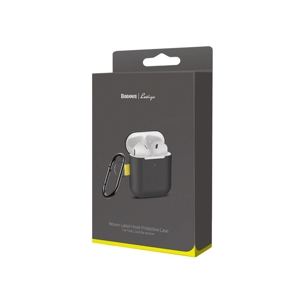 Wholesale Baseus Let's go Woven Label Hook Protective Case For Apple AirPods 1/2 Generation grey&yellow - BSU1218GRY - {ean13} - Hurt
