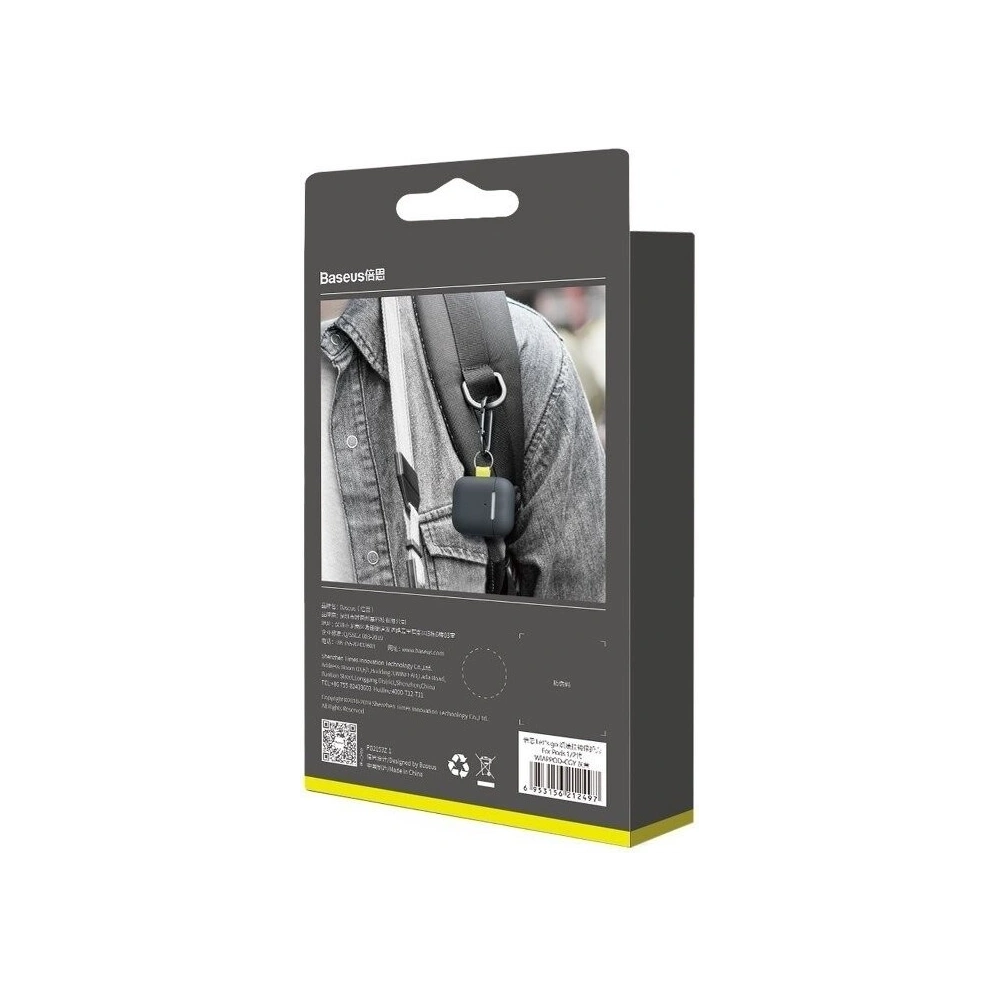 Wholesale Baseus Let's go Woven Label Hook Protective Case For Apple AirPods 1/2 Generation grey&yellow - BSU1218GRY - {ean13} - Hurt