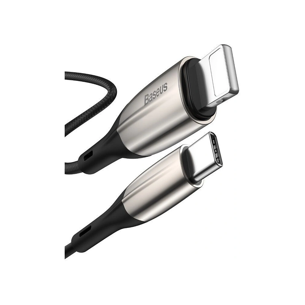 Hurtownia GSM - Cablu USB-C la Lightning PD Baseus Orizontal, Power Delivery, LED, 2m (negru) - BSU1219BLK - {ean13} - Hurt
