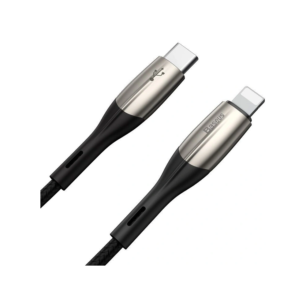 Hurtownia GSM - Cablu USB-C la Lightning PD Baseus Orizontal, Power Delivery, LED, 2m (negru) - BSU1219BLK - {ean13} - Hurt