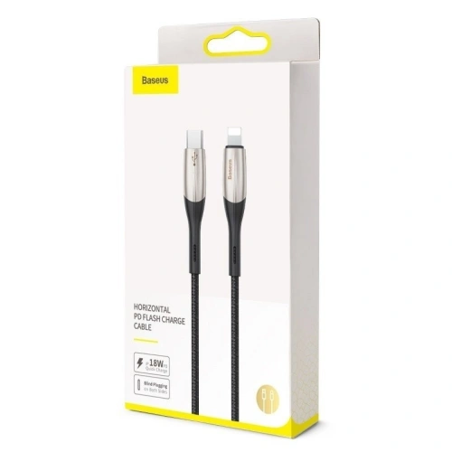 Kabel USB-C do Lightning PD Baseus Horizontal, Power Delivery, dioda LED, 2m (czarny)