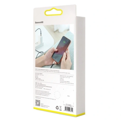 Kabel USB-C do Lightning PD Baseus Horizontal, Power Delivery, dioda LED, 2m (czarny)