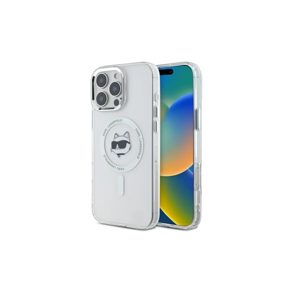 Hurtownia GSM - Karl Lagerfeld KLHMP16LHLSCHH Apple iPhone 16 Pro kemény tok IML Fém Choupette Fej MagSafe fehér - KLD21753 - {ean13} - Hurt