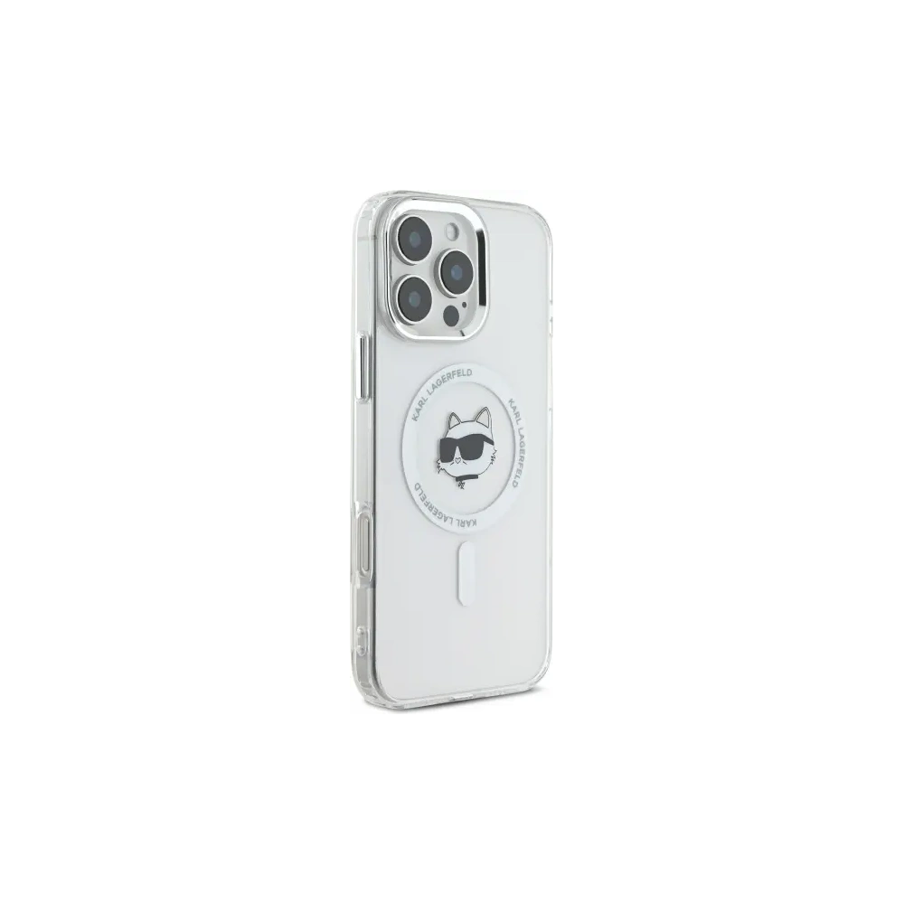 Hurtownia GSM - Karl Lagerfeld KLHMP16LHLSCHH Apple iPhone 16 Pro kemény tok IML Fém Choupette Fej MagSafe fehér - KLD21753 - {ean13} - Hurt