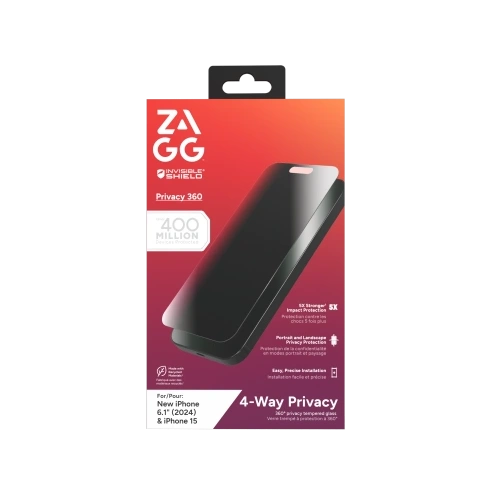 Szkło prywatyzujące ZAGG InvisibleShield Glass Elite Privacy 360 Apple iPhone 15 / 16