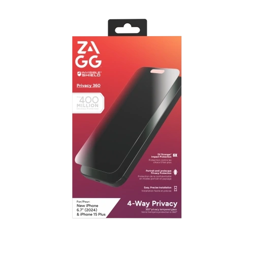 Szkło prywatyzujące ZAGG InvisibleShield Glass Elite Privacy 360 Apple iPhone 15 Plus / 16 Plus