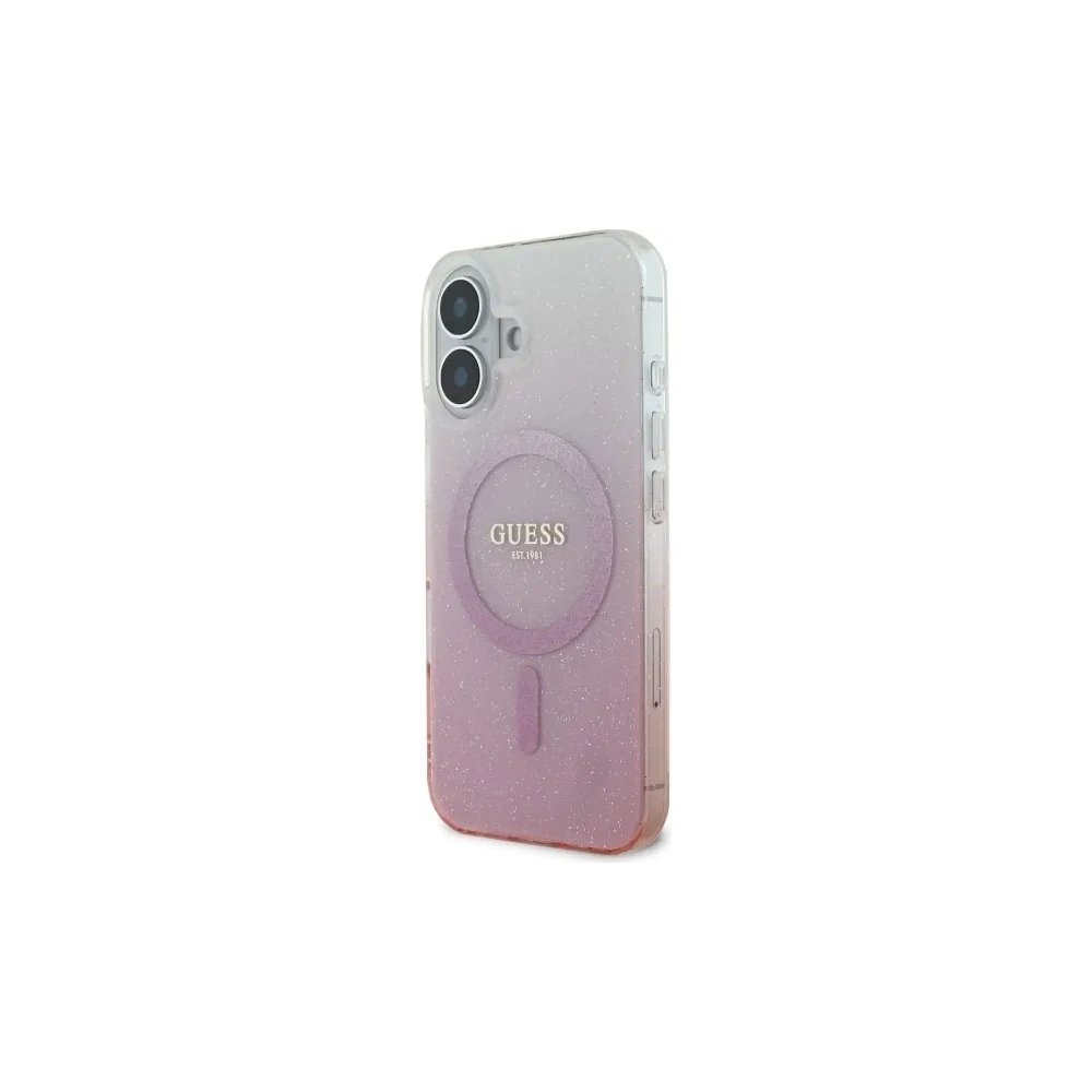 Wholesale Guess GUHMP16SHGRCELP Apple iPhone 16 hardcase IML Glitter Gradient MagSafe pink - GUE3655 - {ean13} - Hurt