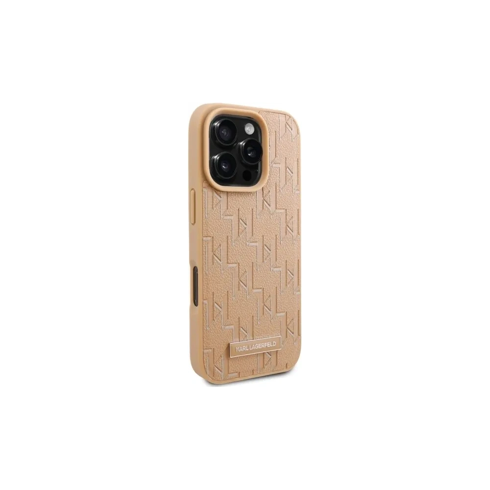 Hurtownia GSM - Karl Lagerfeld KLHMP16LPKHPORPE Apple iPhone 16 Pro husă din piele Monogram Logo metalic MagSafe bej - KLD21758 - {ean13} - Hurt