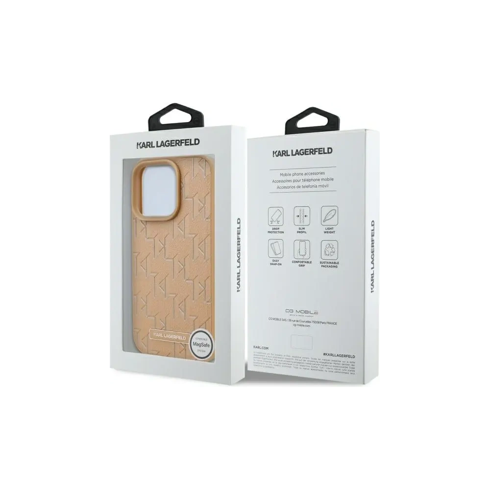 Hurtownia GSM - Karl Lagerfeld KLHMP16LPKHPORPE Apple iPhone 16 Pro husă din piele Monogram Logo metalic MagSafe bej - KLD21758 - {ean13} - Hurt