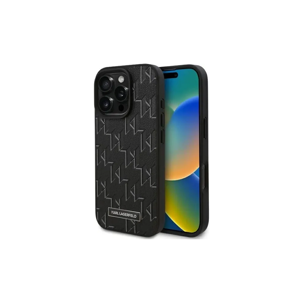 Hurtownia GSM - Karl Lagerfeld KLHMP16LPKHPORPK Apple iPhone 16 Pro husă din piele Monogram cu logo metalic MagSafe neagră - KLD21759 - {ean13} - Hurt