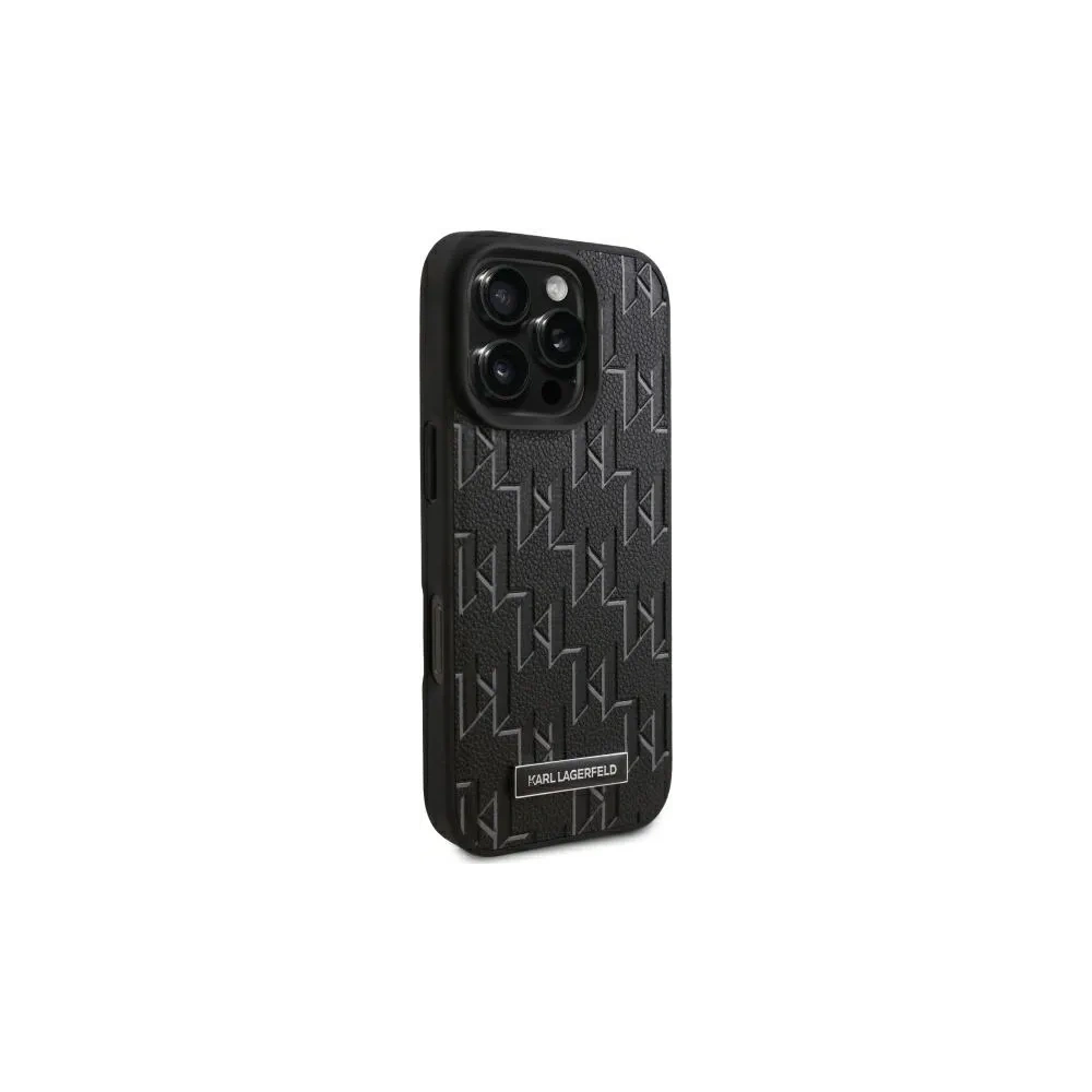 Hurtownia GSM - Karl Lagerfeld KLHMP16LPKHPORPK Apple iPhone 16 Pro husă din piele Monogram cu logo metalic MagSafe neagră - KLD21759 - {ean13} - Hurt