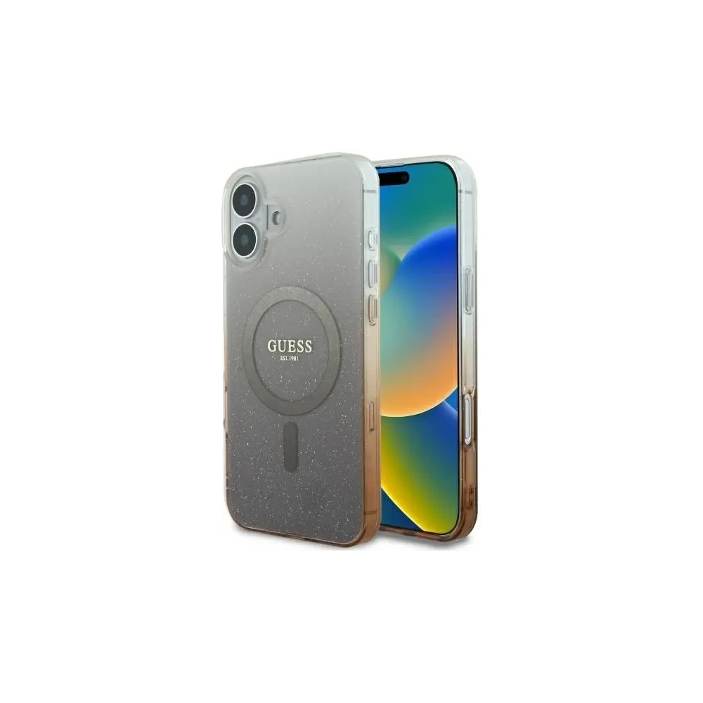 Hurtownia GSM - Etui Guess GUHMP16SHGRCELW Apple iPhone 16 hardcase IML Glitter Gradient MagSafe hnědý/brown - GUE3656 - {ean13} - Hurt