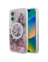 Guess GUHMP16SLFMWTP Apple iPhone 16 hardcase Liquid Glitter Flower MagSafe pink