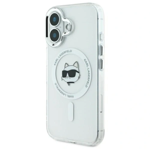 Etui Karl Lagerfeld KLHMP16MHLSCHH Apple iPhone 16 Plus hardcase IML Metal Choupette Head MagSafe biały/white