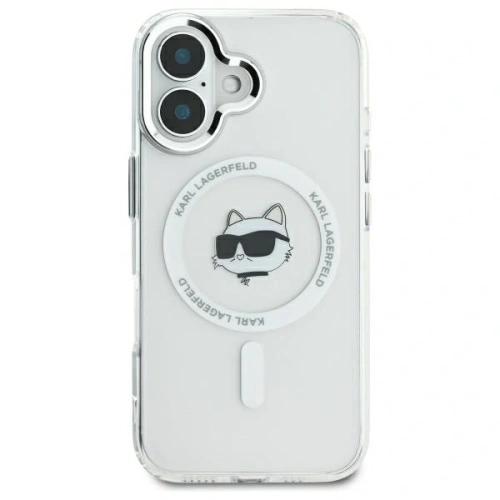 Etui Karl Lagerfeld KLHMP16MHLSCHH Apple iPhone 16 Plus hardcase IML Metal Choupette Head MagSafe biały/white