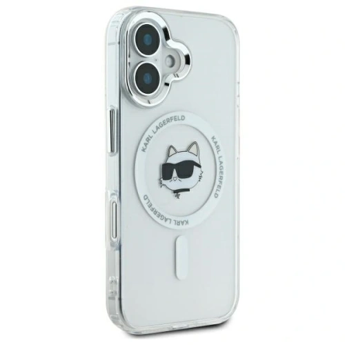 Etui Karl Lagerfeld KLHMP16MHLSCHH Apple iPhone 16 Plus hardcase IML Metal Choupette Head MagSafe biały/white