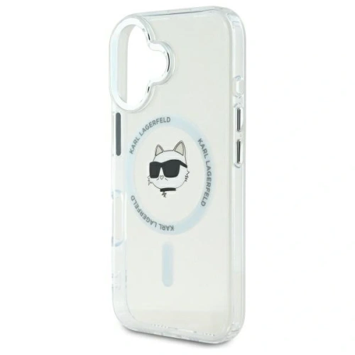 Etui Karl Lagerfeld KLHMP16MHLSCHH Apple iPhone 16 Plus hardcase IML Metal Choupette Head MagSafe biały/white