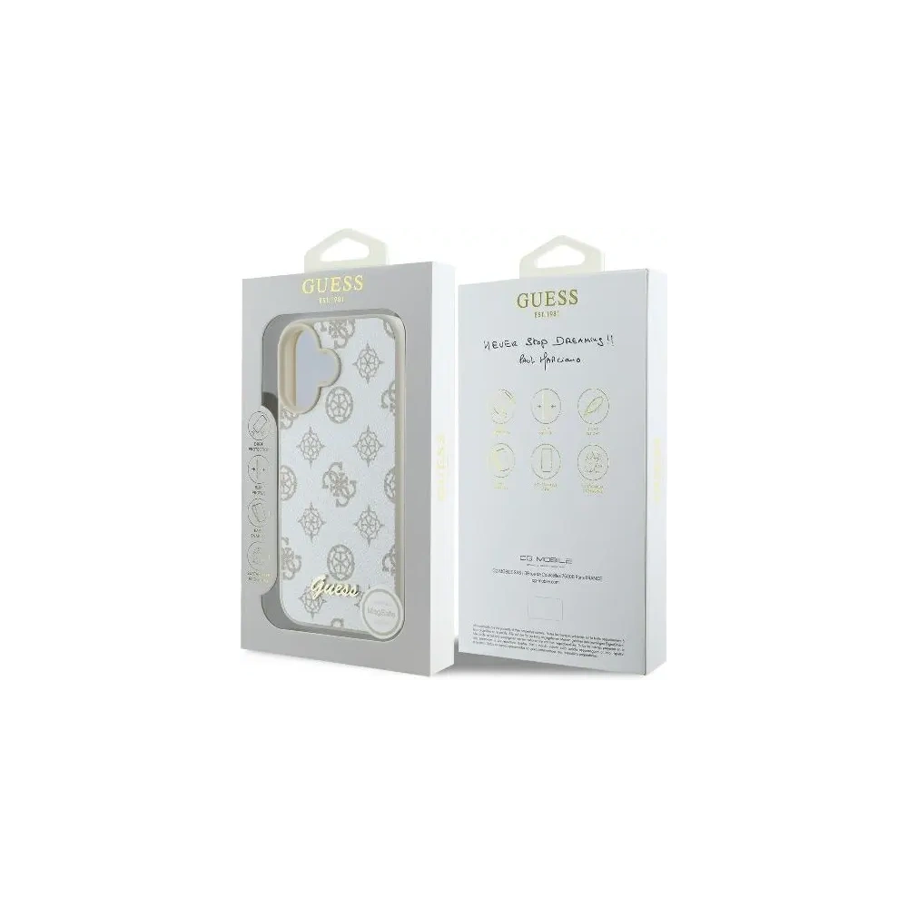 Hurtownia GSM - Etui Guess GUHMP16SPGPYSH Apple iPhone 16 hardcase Peony Script Logo MagSafe bílý/white - GUE3662 - {ean13} - Hurt