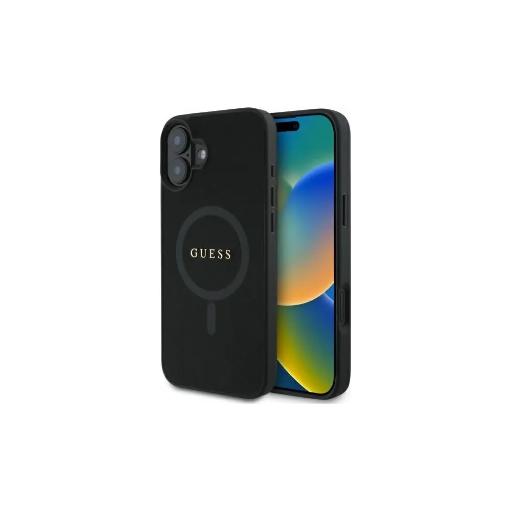 Hurtownia GSM - Guess GUHMP16SPSAHMCK Apple iPhone 16 carcasă dură Saffiano Classic Logo MagSafe neagră - GUE3663 - {ean13} - Hurt
