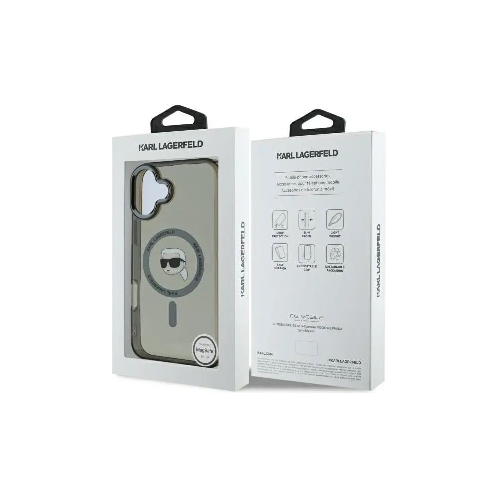 Hurtownia GSM - Karl Lagerfeld KLHMP16SHLSKIK Apple iPhone 16 kemény tok IML Fém Karl Head MagSafe fekete - KLD21767 - {ean13} - Hurt
