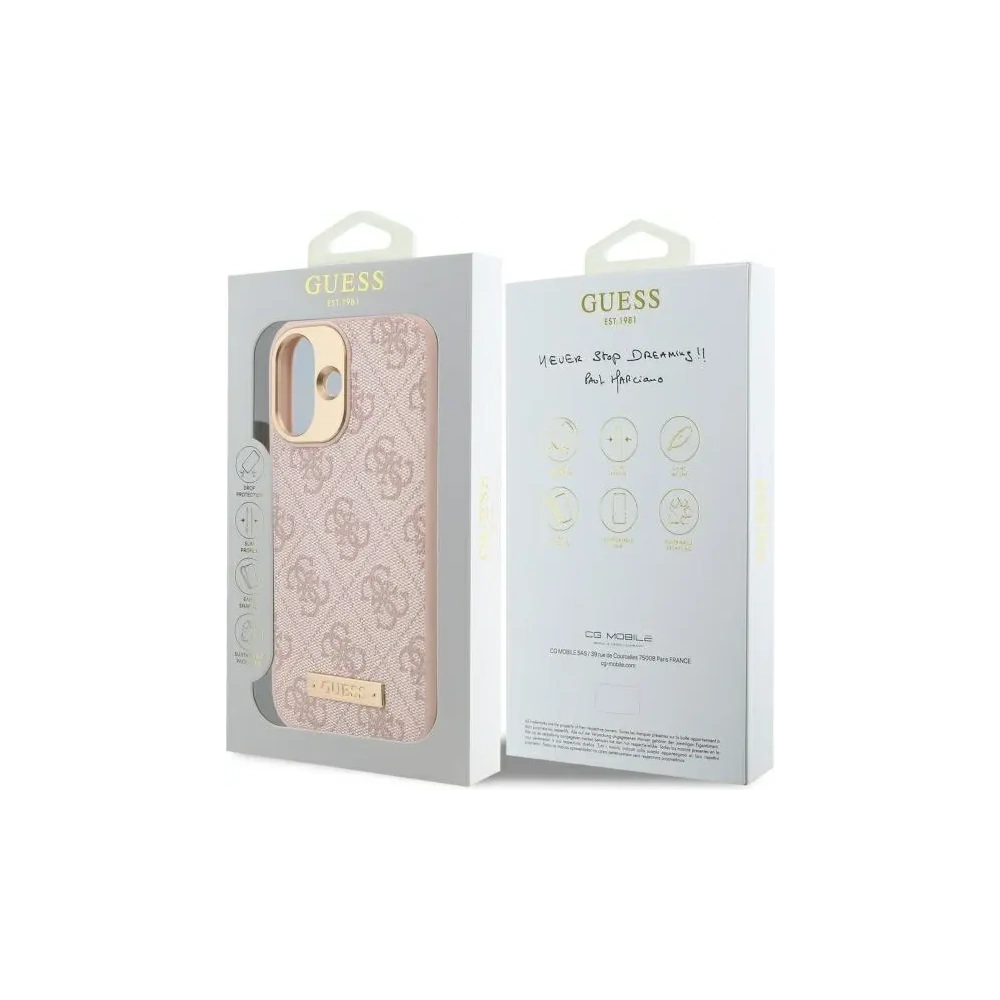 Hurtownia GSM - Etui Guess GUHMP16SU4GPRP Apple iPhone 16 hardcase 4G Logo Plate MagSafe różowy/pink - GUE3666 - {ean13} - Hurt