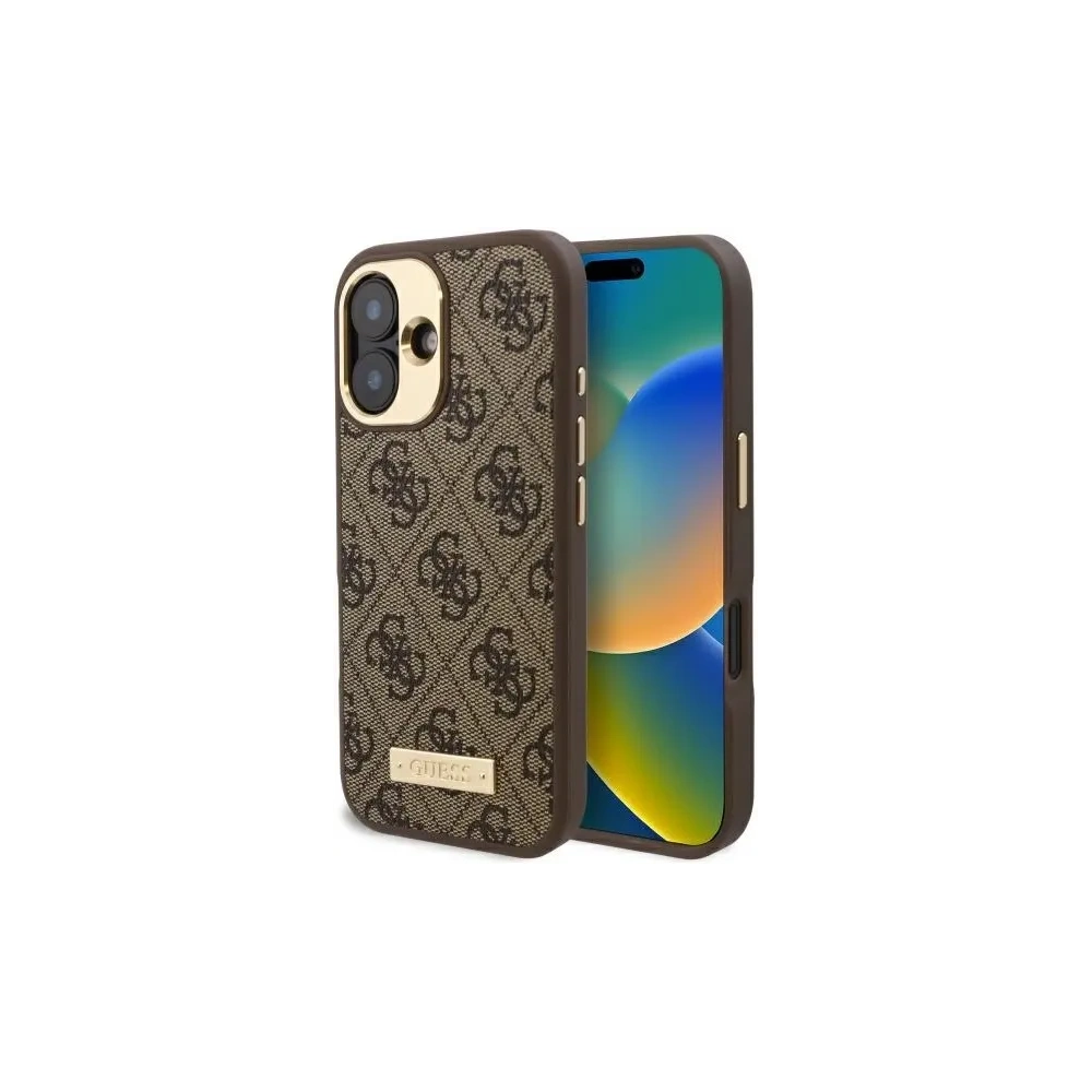 Hurtownia GSM - Etui Guess GUHMP16SU4GPRW Apple iPhone 16 hardcase 4G Logo Plate MagSafe brązowy/brown - GUE3667 - {ean13} - Hurt