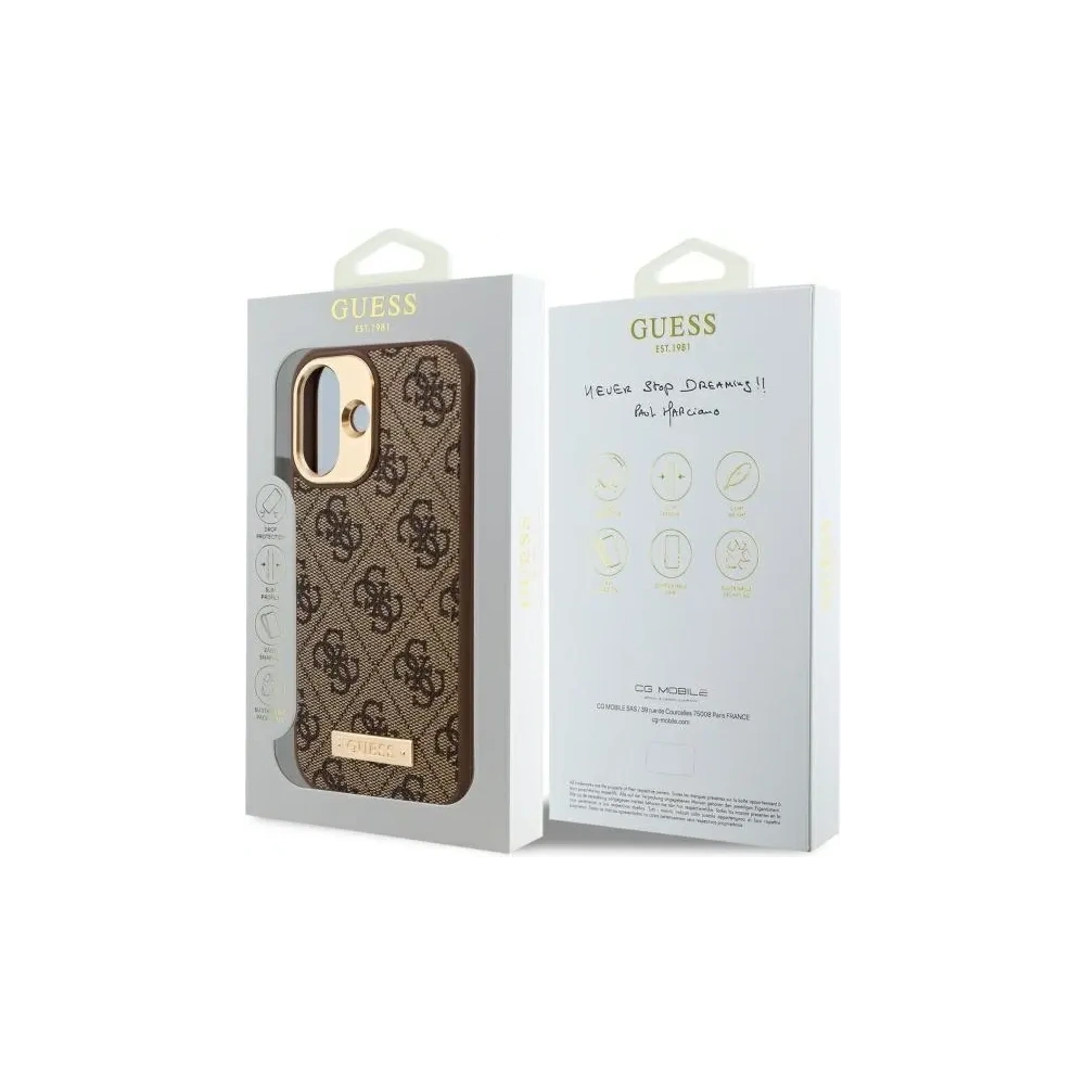 Hurtownia GSM - Etui Guess GUHMP16SU4GPRW Apple iPhone 16 hardcase 4G Logo Plate MagSafe brązowy/brown - GUE3667 - {ean13} - Hurt
